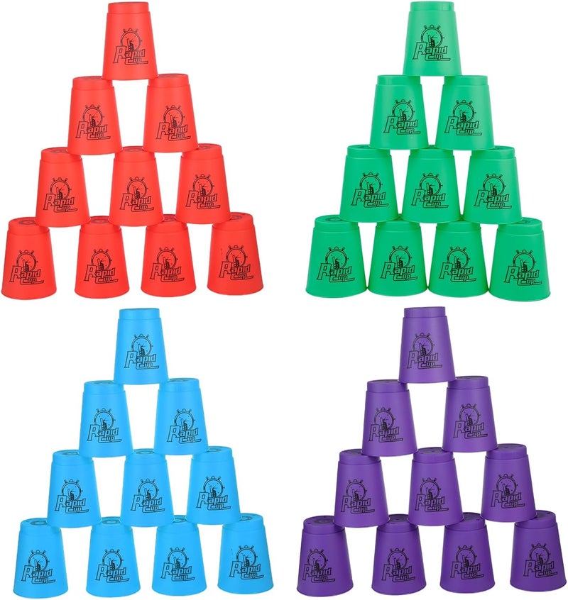 yeesport Sport Stacking Cups, 48pcs Sports Stacking Cups Sport Training Games for Travel Party Challenge Competition Gift for Kids and Adults (Blue+Green+Orange+Purple) - Image 1